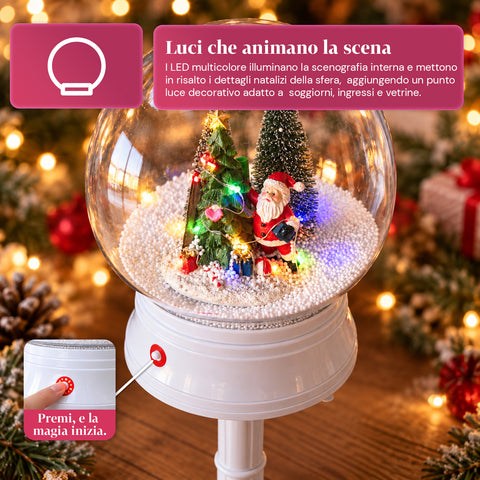 Vánoční pouliční lampa s foukaným sněhem, hudbou a LED světly - 3 varianty: bílá nebo červená koule 150 cm a poštovní schránka 160 cm