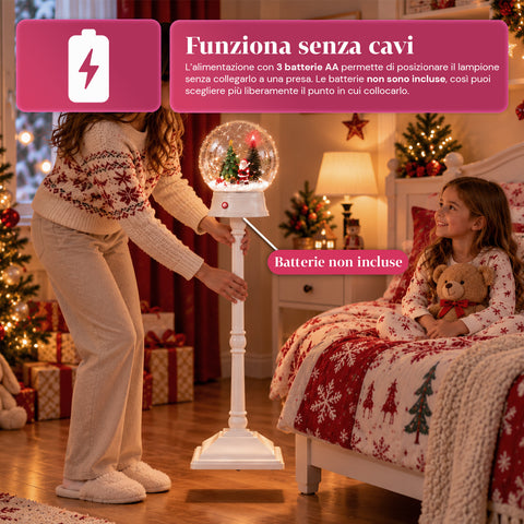 Vánoční pouliční lampa s foukaným sněhem, hudbou a LED světly - 3 varianty: bílá nebo červená koule 150 cm a poštovní schránka 160 cm