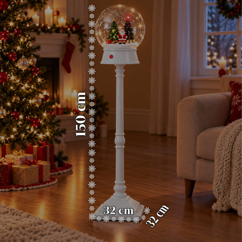Vánoční pouliční lampa s foukaným sněhem, hudbou a LED světly - 3 varianty: bílá nebo červená koule 150 cm a poštovní schránka 160 cm
