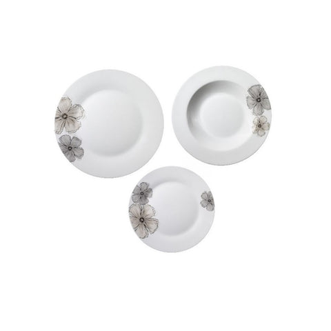 Servis 18 kulatých porcelánových talířů s dekorem Gris