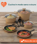 Batteria da Cucina Completa 13 Pezzi in Vari Colori con Mestoli Inclusi