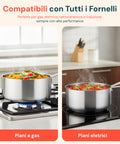 Casseruola Alta in Alluminio 16/20/24 cm con Manico Inox – Forno e Gas