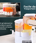 Dispenser Rotante 360° per Bevande 6L Totali con 4 Scomparti e Base Resistente