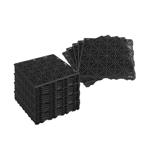 Sada 50 zámkových dlaždic – protiskluzové a drenážní, 29,5x29,5 cm