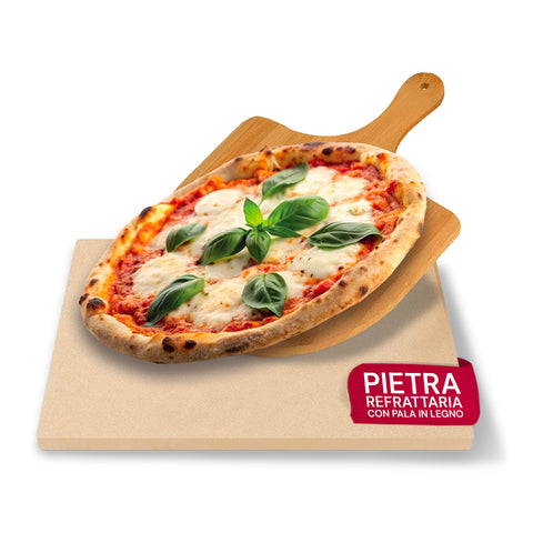 Sada žáruvzdorného kamene a bambusové lopatky na křupavou domácí pizzu