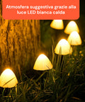Luci Solari a Fungo da Esterno – Set 12 Segnapasso con Pannello Solare e LED Caldi