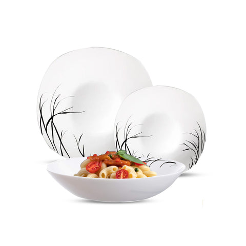 Jídelní servis 18 čtvercových porcelánových talířů s elegantním dekorem Gracilis