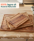 Set 4 Taglieri in Legno di Acacia – Design Robusto Anti Umidità
