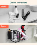 Supporto da Parete per Phon, Piastre e Prodotti Beauty, Senza Trapano