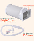 Condizionatore portatile Chigo con tubo di scarico dell'aria 160/165 cm, adattatore incluso e tubo di drenaggio 100 cm