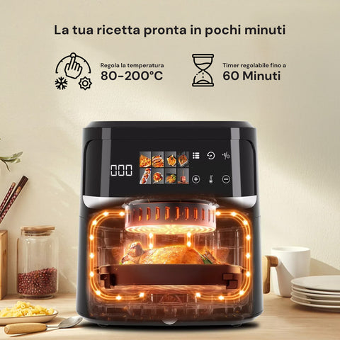 Avilia Friggitrice ad Aria 8L 1350W con Display Digitale, Timer, Cestello Removibile e 8 Programmi Ean-8056897155073