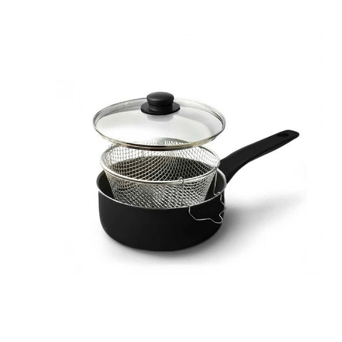 Vulkanová fritéza s košem a skleněným víkem 24cm