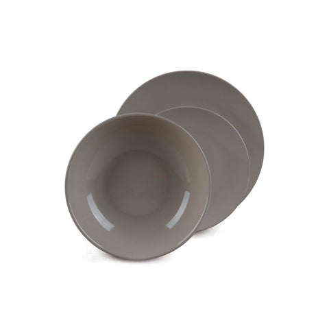18dílná odolná porcelánová jídelní souprava v barvě taupe s elegantním moderním designem