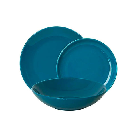 Sada 18 porcelánových talířů Twist petrolejová