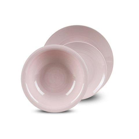 Sada porcelánového nádobí Twist, 18 kusů, růžová