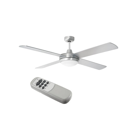 Stropní ventilátor se 4 lopatkami, 3 rychlostmi, osvětlením a dálkovým ovládáním, 60 W, bílý