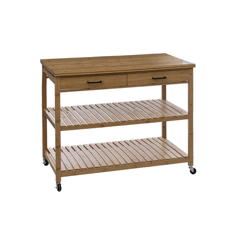 Kuchyňský ostrůvek se 4 úrovněmi a kolečky z bambusu 90x108cm
