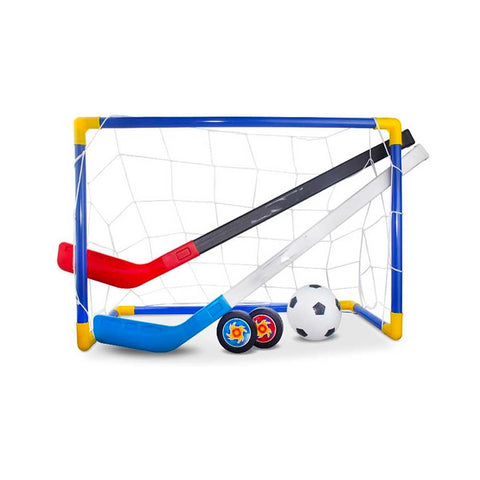 Sportovní sada 2 v 1 na fotbal s míčem a hokej s brankou