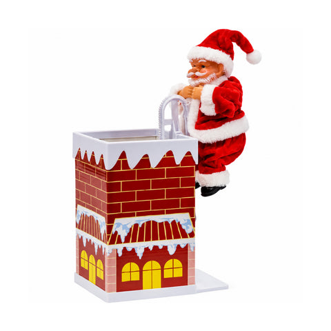 Pohyblivý Santa Claus s hudebním komínem na baterie, výška 30 cm