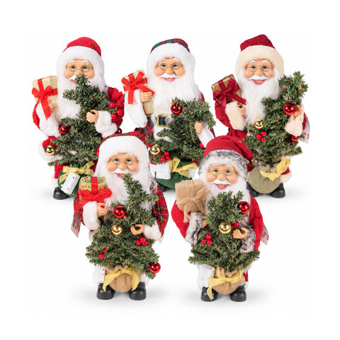 Santa Claus se stromkem 40 cm, hudební vánoční figurka s blikajícími světly, baterie jsou součástí balení, Blindbox
