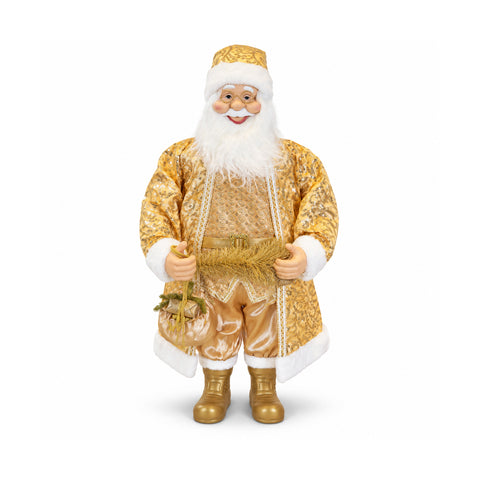 Tančící Santa Claus 130 cm s hudbou, zlatá vánoční socha, která tančí, směje se a zpívá, více režimů a skladeb, plnitelná základna, napájecí adaptér součástí
