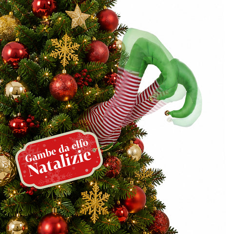 Santa Claus zaklíněný ve stromku s pohyblivými nohami a hudbou