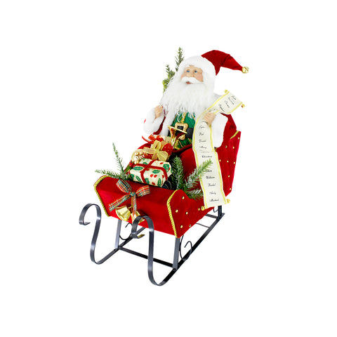 Santa Claus na saních s dárky, červený