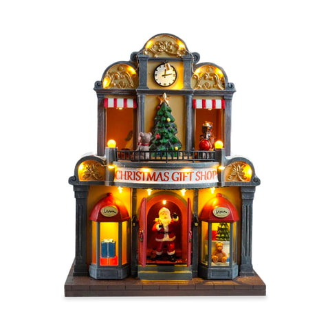 CrystalWood - Animovaný domeček Santa Clause – LED světla, hudba a pohyb