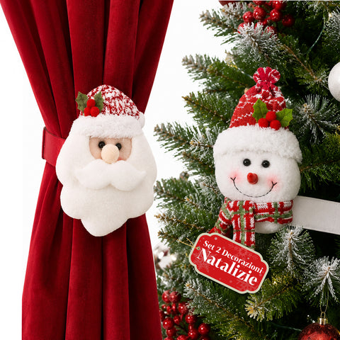 Vánoční okenní dekorace, sada 2 kusů - Santa Claus a sněhulák, 16x30 cm