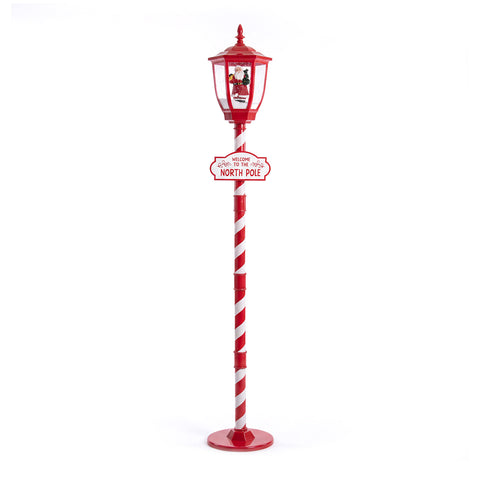 Červená vánoční lucerna 180 cm se sněhem, LED světlem a hudbou, 2 varianty: Santa Claus nebo medvídek, efekt sněhové koule, vánoční dekorace na zem