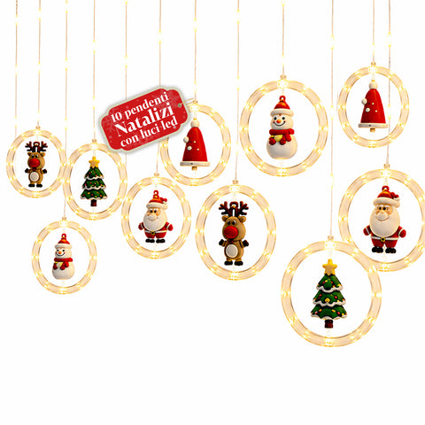 saint joy luci natalizie a batteria 10 pendenti led con decorazioni assortite ean 8050043128232