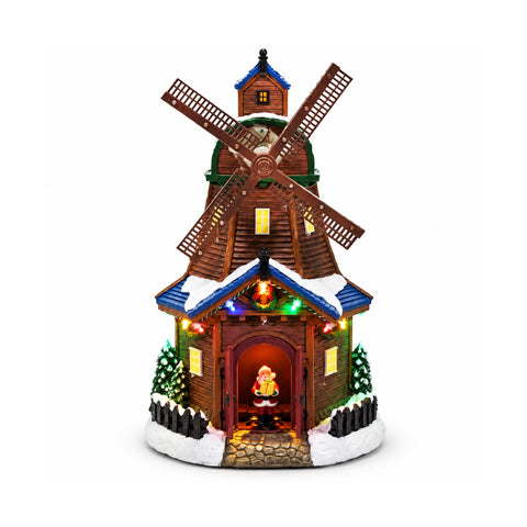 saint joy mulino a vento natalizio luminoso e musicale con movimento h34 cm ean 8056819081138