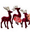saint joy renne natalizie in velluto rosso set 3 pezzi decorazione da tavolo ean 8050043128300