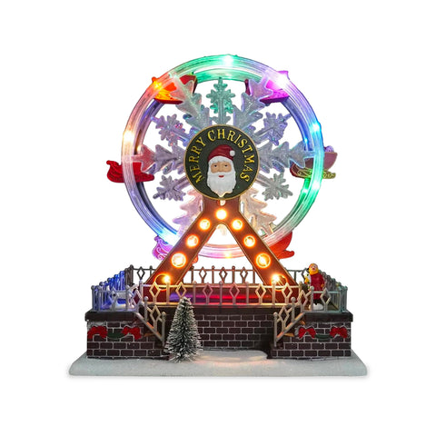 Animované vánoční panoramatické ruské kolo Joywheel s LED světly, hudbou a pohybem, světelná vánoční vesnička 23x16x28 cm na baterie