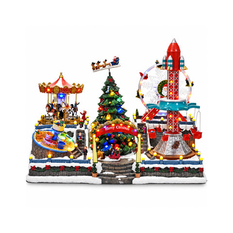 Svítící a hrající vánoční lunapark s atrakcemi, výška 54 cm
