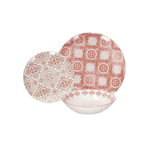 Sada 18 porcelánových talířů Coral