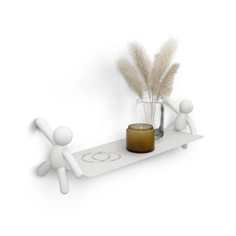 Bílá plastová nástěnná polička Buddy