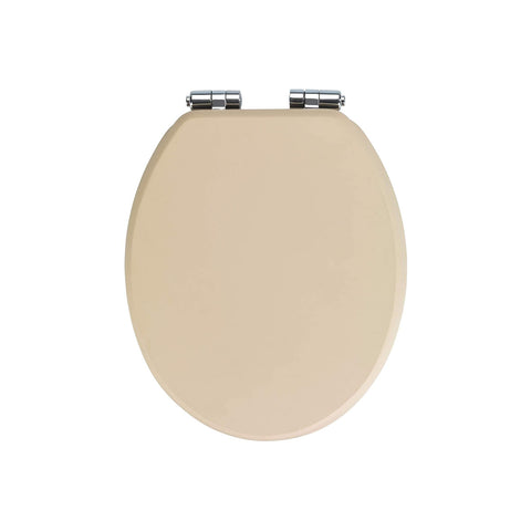 Béžové WC sedátko Cuero s koženým vzhledem z MDF