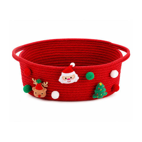 saint joy cestino natalizio in corda di cotone rosso 30x20x12 cm con manici ean 8050043128102
