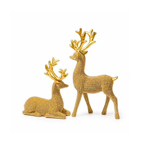 saint joy renne natalizie dorate set 2 pezzi in resina distesa ed eretta ean 8050043127983