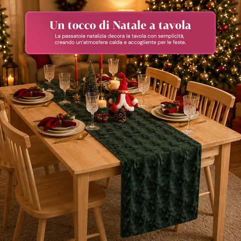 saint joy runner natalizio 33x180 cm con alberi in rilievo rosso o verde ean 8050043128317