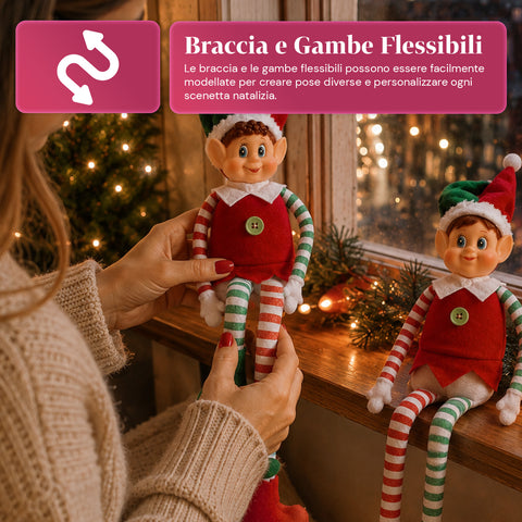 saint joy elfi di natale set 2 pezzi flessibili h40 cm 2 fantasie ean 8050043128430
