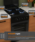 wintem cucina a gas 50x50 cm con forno a gas 49 litri 4 fuochi di diversa potenza valvole di sicurezza e coperchio ean 8056819078930