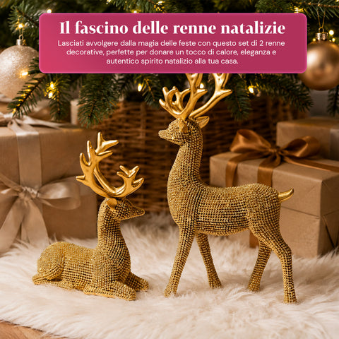 saint joy renne natalizie dorate set 2 pezzi in resina distesa ed eretta ean 8050043127983