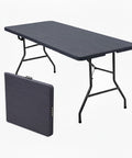zendea tavolo pieghevole richiudibile a valigetta portatile effetto rattan in resina pp ean 8050030810614