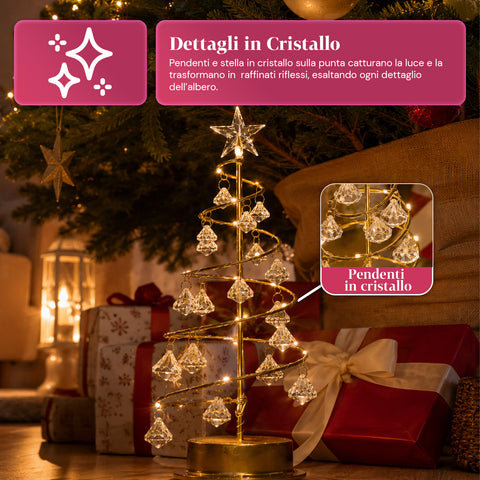 saint joy albero di natale luminoso da tavolo con filo di rame e cristalli ean 8050043128287