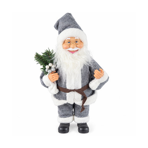 saint joy babbo natale 60 cm decorativo con ramo di pino e decori natalizi statua natalizia dettagliata in 4 varianti rosso eschimese bianco grigio ean 8056819080575