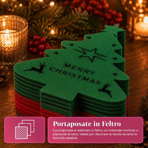 saint joy portaposate natalizi in feltro set 12 pezzi a forma di albero ean 8050043128027