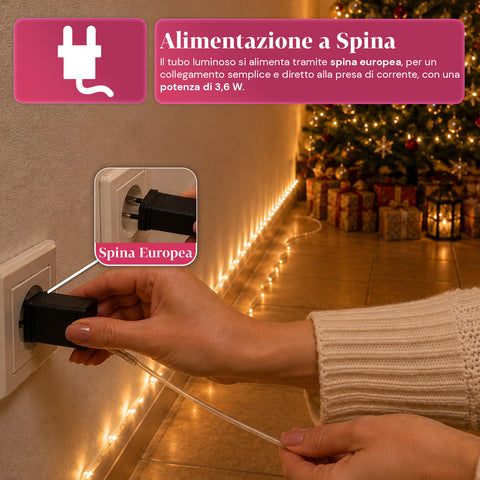 saint joy tubo luminoso led 10 m con 180 led bianco caldo e 8 giochi di luce ean 8050043128553