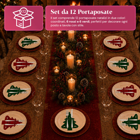 saint joy portaposate natalizi in feltro set 12 pezzi a forma di albero ean 8050043128027